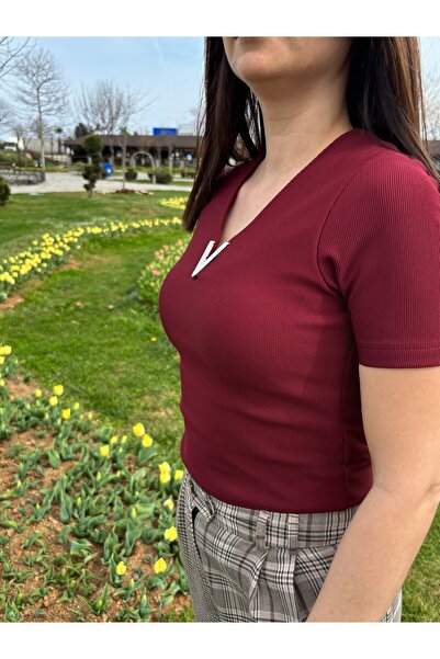 Mars Kadın Ottoman V Aksesuarlı Bluz