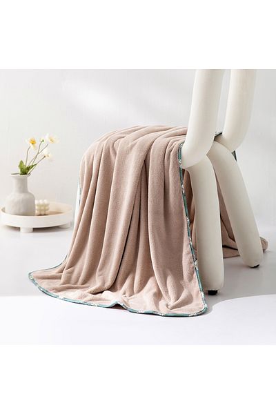 REEFI Beige Washcloth with Floral Edges, Rustic, 50 x 90 cm