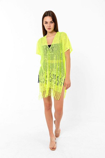 MARBERRY Neon Green Mesh Women's Pareo Beach Dress