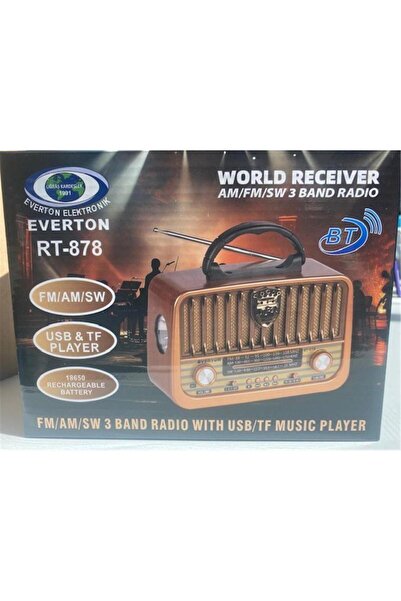 Everton Rt-878 Bluetooth (EL FENERİ) Fm-usb-tf-aux Şarjlı Nostaljik Radyo