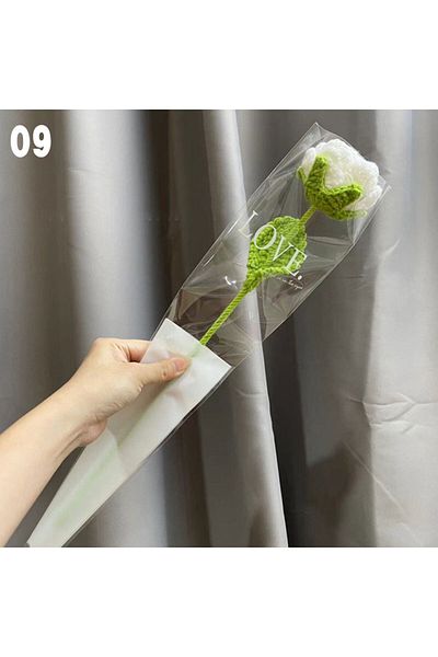 Choice 09 Knitting Flower Rose Tulips Daisy Single Bouquet Simulation Flower Home Decoration Wedding Hand-K