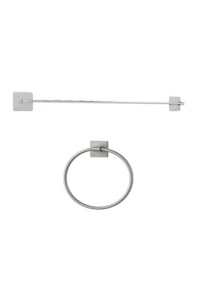 Zethome Yapışkanlı Banyo Seti 2 Parça Uzun Havluluk Ve Yuvarlak Havluluk