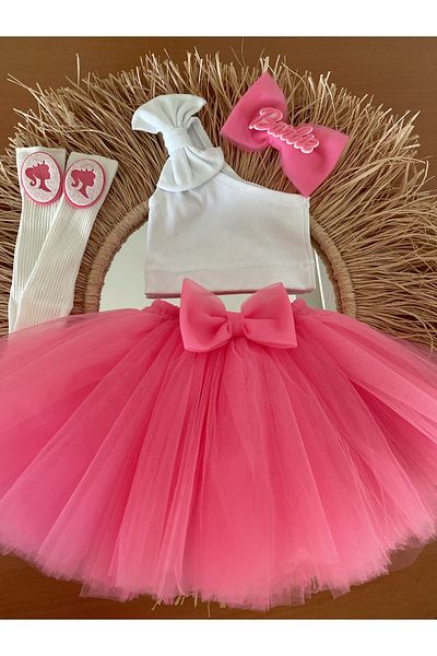 EBRU ÖZÖRGÜCÜ Girl's Tutu Skirt Crop Body Buckle and Socks Set