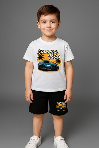 UBEYDE Crew Neck Boys' Set and Girls' Set Cotton T-Shirts and Shorts, Summer Comfort Set