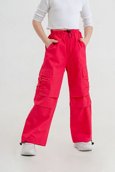 GİYİCEM TEKSTİL Girl's Pockets Drawstring Linen Pants 2546