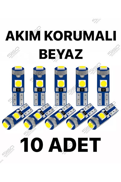 SİSA SENİSTESENAL T5 Led (10 Adet) Uyumlu Beyaz Oto Kilometre Kadran Ambians ...