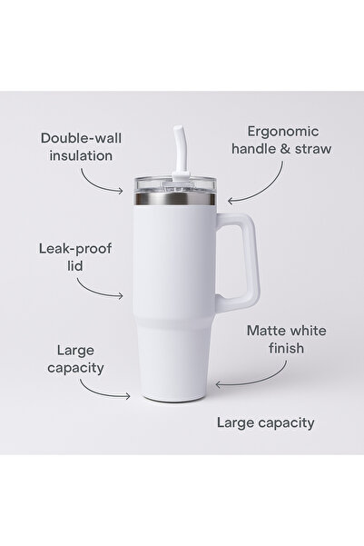 Botella Insulated Water Bottle Megaflask - Leakproof Stainless Steel, Sports & Outdoor 900ml, White