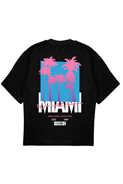 SVART WEAR MIAIMI Ba cu imprimeu - tricou V supradimensionat palmieri