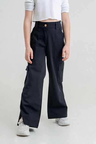 GİYİCEM TEKSTİL Girl's Slit Cargo Linen Trousers 2547