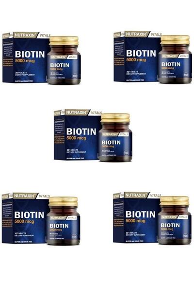 Nutraxin بيوتين 5000 ميكروغرام 30 قرص 5 قطع