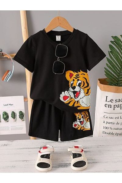 THEKONT Yandan Lion Printed Shorts/T-Shirt Set