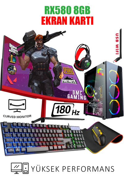 Dmc N188x Windows 11 Ryzen 5 5500,32GB,500GB HDD,256GB SSD,RX580,24''180hz Oy...