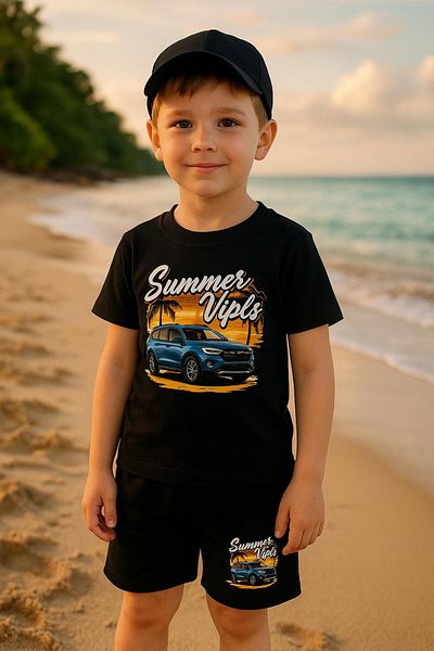 UBEYDE Crew Neck Boys' Set and Girls' Set Cotton T-Shirts and Shorts, Summer Comfort Set