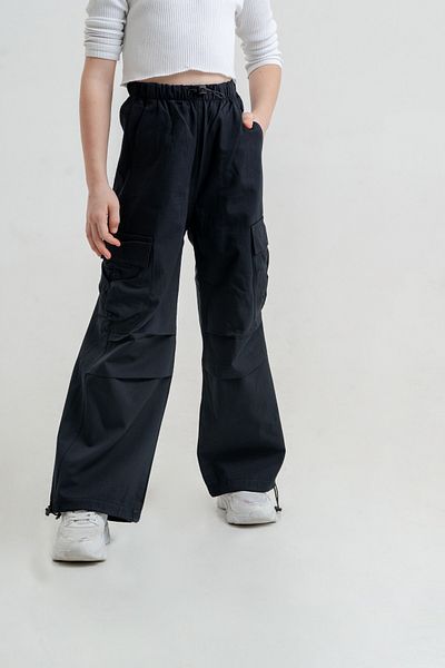 GİYİCEM TEKSTİL Girl's Pockets Drawstring Linen Pants 2546