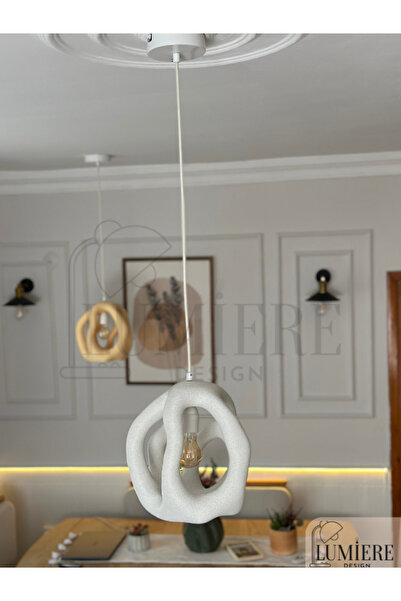 Lumiere Beehive Beton Görünümlü Tekli Sarkıt Avize – İskandinav Bohem Tarz, Gün Işığı Ampul Dahil