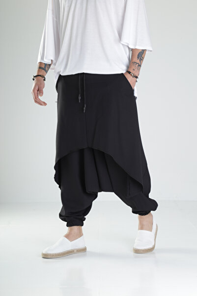 COCOPELLI Men's Black Oversized Baggy Samurai Pants Coc1456