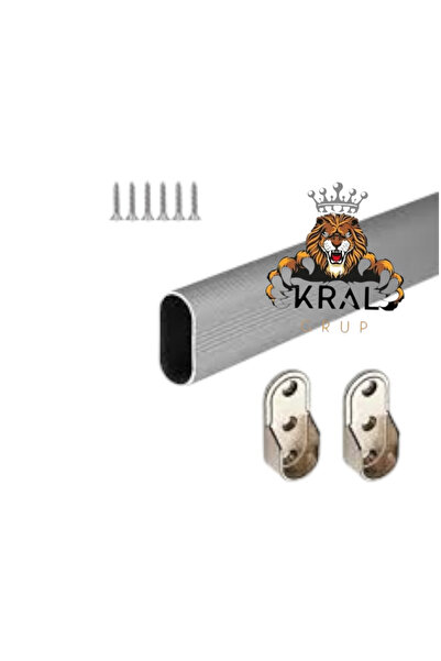kral hırdavat UMUT ÇALIK Dimensiune personalizată, tub oval din aluminiu de 90 cm pentru agățat în dulap, livrat cu 2 șuruburi cu flanșă.