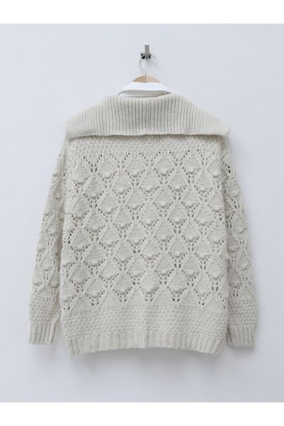 HİJABAYA Openwork Buttoned Thick Cardigan