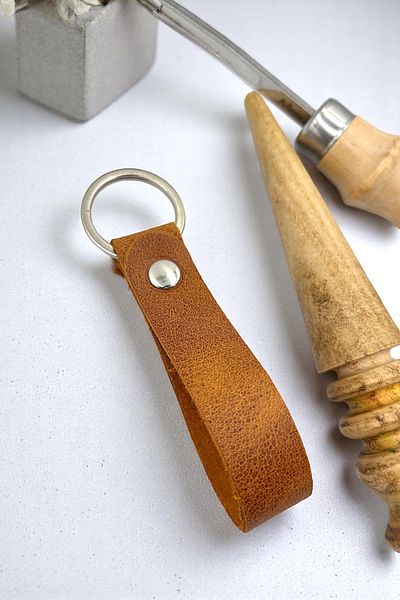 pepuza Genuine Leather Artisan Series Keychain Camel - Customizable