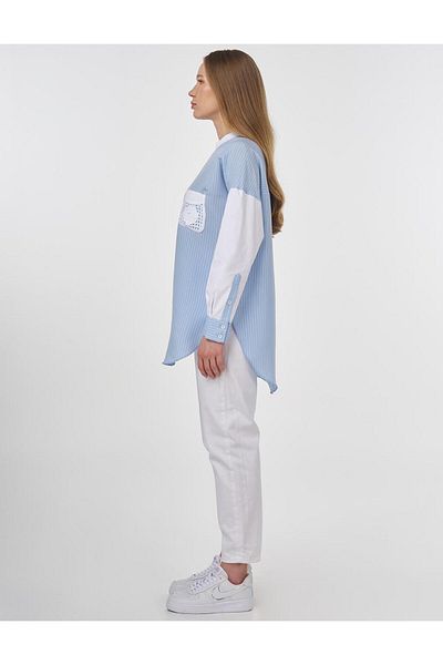 Kayra Lace Appliqued Stripe Pattern Tunic-81087