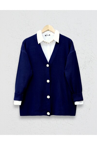 HİJABAYA Ζακέτα με κουμπιά και ριμπέρικο σχέδιο