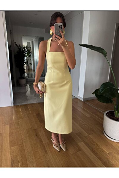 MEECY Boyundan Askılı Maxi Kalem Elbise