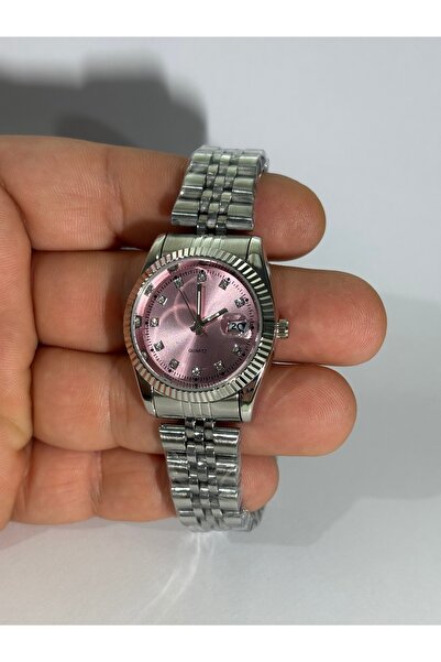 QAYYO ساعة يد نسائية فاخرة صغيرة الحجم ذات لون فضي وحبل وردي على شكل ثلج