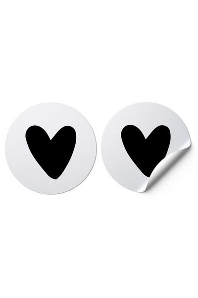 hediyenebak Black Heart Love Sticker 3X3 cm 100 Pieces