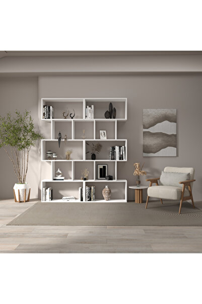 klubeconcept Modern Beyaz Kitaplık Estetik Kütüpane 100% MDF