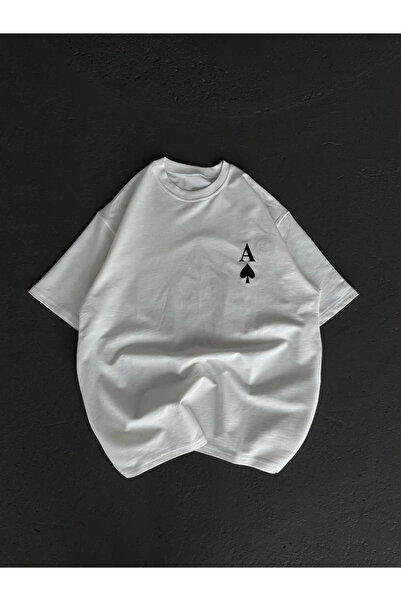 FREEDOM STOREE Velmora guler rotund cu imprimeu supradimensionat tricou - Alb -