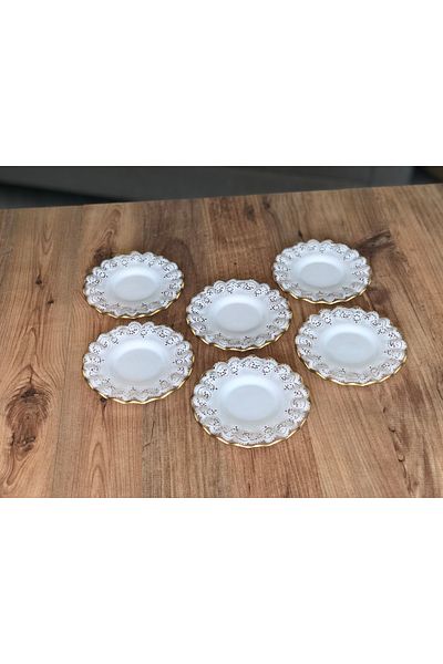 B&M Silver Lace Patterned Curved Tea Plate 6 Pieces
