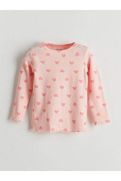 LC Waikiki Lcw Baby Pink Heart Printed Baby Girl Pajama Set