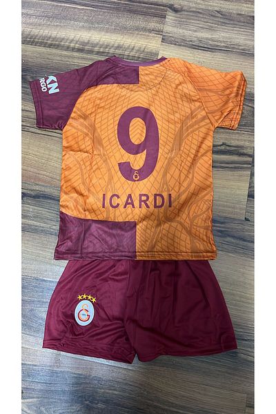 Marka Extra Galatasara'Y- 2023.2024 Season Children's Football Jersey Piece 4Th Set İ'Cardi̇ 9 Maroon Shorts