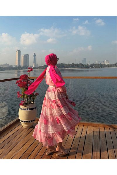 Rabia Ateş Skirted Hijab Suit Pink