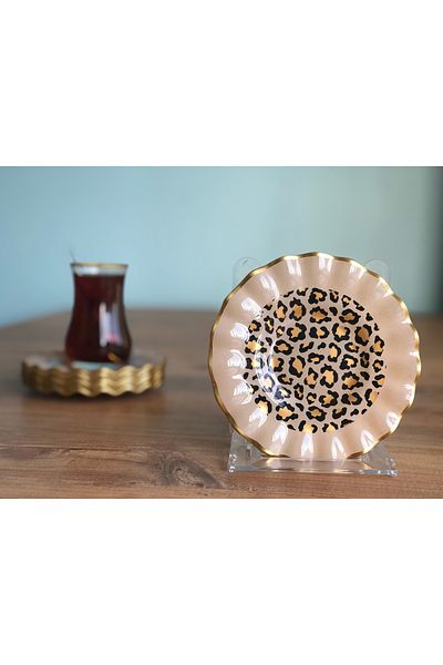 B&M Leopard Patterned Curved Tea Plate 6 Pieces