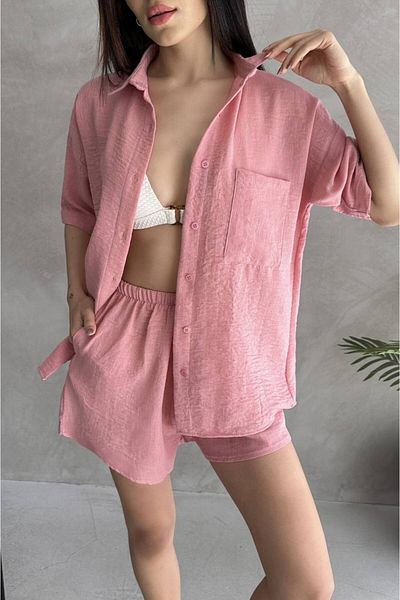 DENİKK Df3608 Aerobin Shirt and Shorts Bottom Top Women's Trend Summer Double Set
