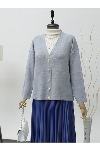 HİJABAYA Metal Buttoned Knitwear Cardigan