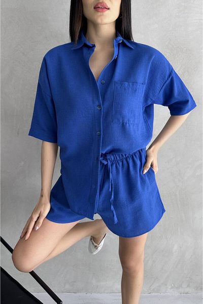 DENİKK Df3608 Aerobin Shirt and Shorts Bottom Top Women's Trend Summer Double Set