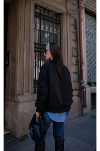 velmorafashion Velmora Pocketed Bomber Jacket Coat - Black -