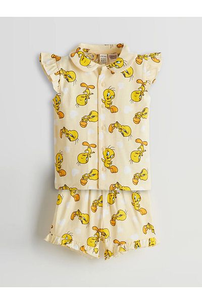 LC Waikiki Lcw baby sari tweety printed girl baby shorts pajama set