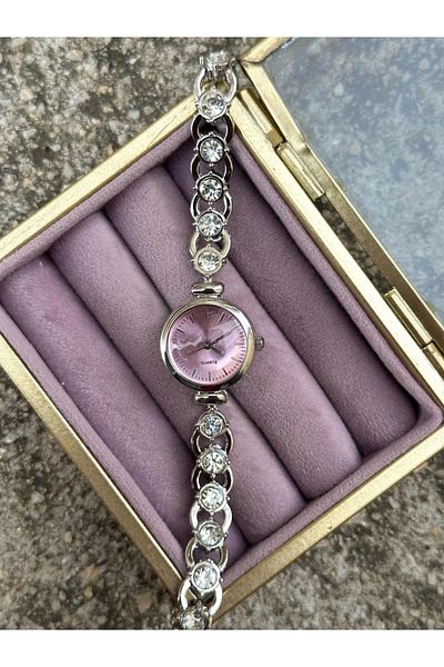 Choppers Women's Wristwatch Gold and Silver Color Chain Cord Quartz Stone Detailed Stylish Model