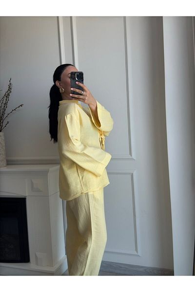 MSY Women's Yellow Bluz Pantalon Muslin Set