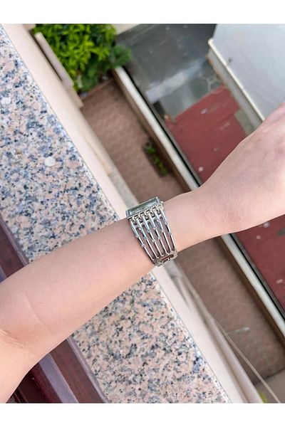 Choppers Sparkling Stone Embroidered Rectangular Dial Bracelet Watch