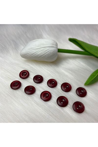 BRAVE TEKSTİL ÜRÜNLERİ Round Model 2 Holes Claret Red Button (18 Size) 11mm-20 Pieces