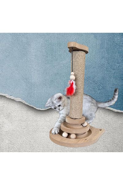 pethomealpi Cat Toy with Cat Scratch and Wooden Balls 41 cm