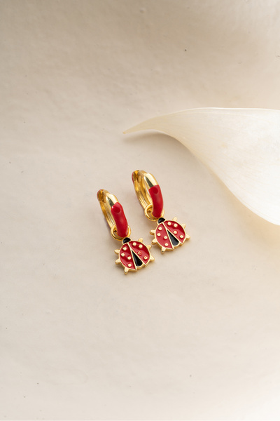 Silvano Jewelry 925 Ayar Gümüş Uğur Böceği Çocuk Küpe