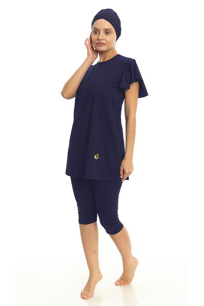 Differend Short Balloon Sleeve Semi-Hijab Swimsuit