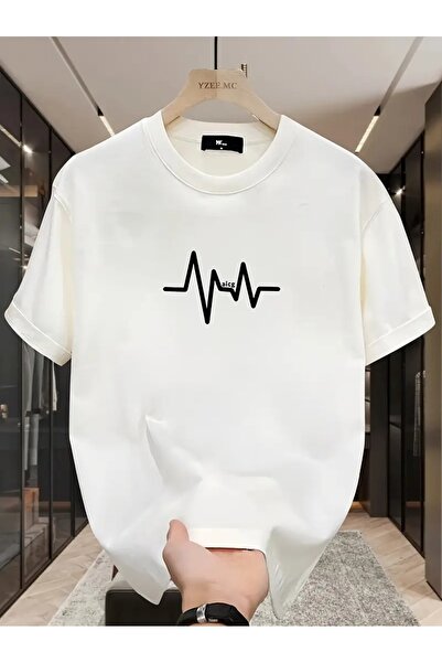 MANCY Tricou oversize unisex cu imprimeu Rhythm 100% bumbac