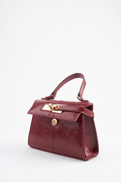 Vivaq Women's Narcissus Burgundy Design Lock Snap Closure Faux Leather Lined Handbag and Shoulder Bag