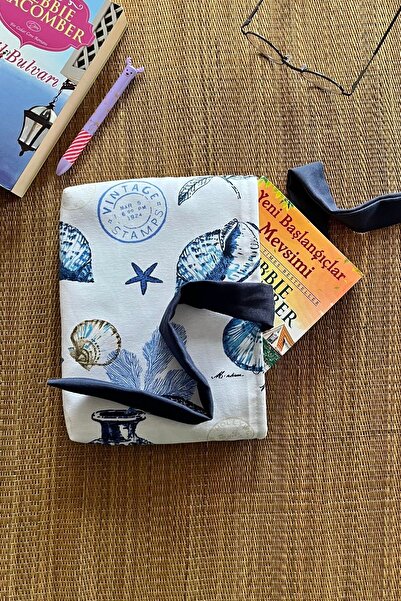 Outlet Çarşım Книжкова обкладинка з бантиком з льону, подарунок для любителів книг з морською тематикою